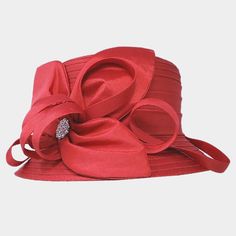 Tyle No : [424539] H20-Red Color : Red Crown Circumference : 23" Crown Height : 3.5" Brim Width : 2.75" 100% Polyester Bow Accented Flower Dressy Hat Red Adjustable Holiday Hat, Elegant Solid Color Cloche Hat For Spring, Red Adjustable Cloche Hat, Red Curved Brim Hat For Spring, Red Short Brim Hats For Spring, Red Brimmed Cloche Hat For Spring, Red Adjustable Cloche Hat For Party, Elegant Red Brimmed Cloche Hat, Red Wide Brim Cloche Hat For Party