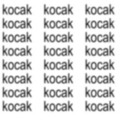 the word kocak written in black and white on a sheet of stickers