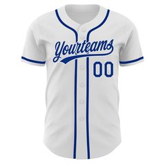 Custom White Royal Authentic Baseball Jersey Logo Wear, Custom Baseball Jersey, Blue Football, Orange Texas, White Jersey, Number 3, Sleeveless Crop Top, Baseball Shirts, Baseball Jersey