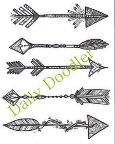 four arrows drawn in black ink on white paper with the words daily doodle written below