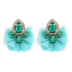 Elegant Multicolor Flower Earrings For Parties, Crystal Flower Earrings For Party, Turquoise Flower Jewelry For Party, Green Flower-shaped Party Earrings, Green Flower Shaped Earrings For Party, Green Flower Shaped Party Earrings, Green Dangle Flower Earrings For Party, Colorful Crystals, Casual Rings