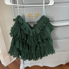 Dark Green Ruffled Skirt Never Worn Green Ruffled Mini Skirt For Party, Green Flowy Ruffled Skirt, Green Ruffled Tiered Skirt, Flowy Green Mini Skirt With Ruffles, Green Tiered Ruffles Mini Skirt, Ruffle Skirts, Green Mini Skirt, Ruffled Skirt, Lovers And Friends