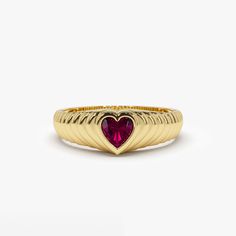 14k Heart Shape Ruby Beveled Ring 14K Gold Ferkos Fine Jewelry Beveled Ring, Birthday Gift Ideas For Her, Ruby Heart Ring, Sparkly Ring, Ring Heart, Jewelry Aesthetic, Heart Shaped Jewelry, Gold Armband, Gift Ideas For Her