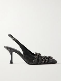 Acne Studios' slingback pumps are crafted from black leather that's distressed for a love-worn, vintage look. They're adorned with decorative buckled straps and have slender heels and pointed toes. Wear yours with everything from denim to midi skirts. Acne Studios Shoes, Acne Studio, Buckled Heels, Raffia Bag, Boot Pumps, Shoes Heels Pumps, Midi Skirts, Distressed Leather, Slingback Pump