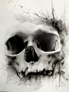 a black and white drawing of two skulls