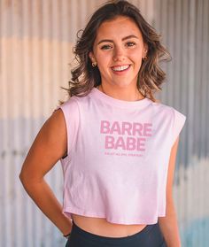 Barre Babe crop muscle tank for ballerinas Ballerina Lifestyle, Barre Fitness, Cheer Outfits, Gymnastics Outfits, All Day Everyday, Barre Workout, Fitness Classes, Mens Tights, En Pointe