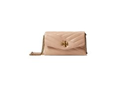 Tory Burch Kira Chevron Chain Wallet - Handbags : Devon Sand : With its sleek appeal and quilted finish, the Tory Burch Kira Chevron Chain Wallet is sure to take your sophisticated fashion game to the next level. Crafted from leather. Turn lock closure. One exterior slip pocket. One interior center zippered compartment and two open compartments. Four interior card slots and one bill pocket. Chain-link shoulder strap. Polyester and rayon lining. Imported. Luxury Quilted Leather Wallet On Chain, Quilted Rectangular Wallet On Chain For Formal Occasions, Quilted Rectangular Wallet On Chain For Formal Events, Formal Quilted Rectangular Wallet On Chain, Chic Quilted Wallet On Chain, Tory Burch Kira Chevron, Pocket Chain, Kira Chevron, Sophisticated Fashion