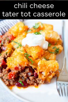 this chili cheese tater tot casserole is so good it's easy to make