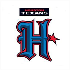 the houston indians logo is shown in red, white and blue with stars on it