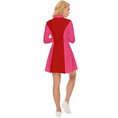 Indulge in the nostalgic allure of our 60s Dress Style with this striking Red and Pink Mod Dress. This GOGO Dress is a vibrant representation of the iconic 60s fashion, featuring a captivating color block design in shades of Red and Pink. Crafted from luxurious 100% polyester velour material, this Retro Dress not only pays homage to the past but also ensures a comfortable and stylish fit for the modern wearer. The turtle neckline and princess-style bodice add a touch of sophistication, making it 60s Fashion Dresses, 60s Mini Dress, Gogo Dress, Vintage Inspired Fashion, Color Block Design, Velour Fabric, 60s Dress, Mod Dress, Princess Style