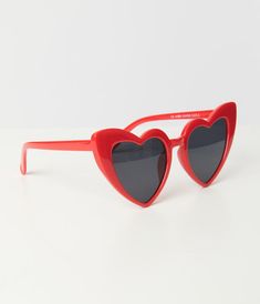 Fun Red Heart-shaped Sunglasses, Trendy Heart Print Sunglasses For Valentine's Day, Trendy Heart-shaped Tinted Sunglasses, Trendy Heart Shaped Tinted Sunglasses, Trendy Valentine's Day Sunglasses With Heart Print, Cute Red Party Sunglasses, Fun Heart-shaped Sunglasses With Heart Print, Playful Red Sunglasses For Party, Cute Heart Print Sunglasses For Valentine's Day