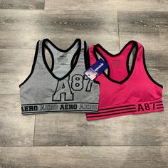 New 2 Pack Aeropostale Sports Bra Size S #9 Gray Sports Bra, Padded Bralette, Sports Activewear, Strappy Sports Bras, Seamless Sports Bra, Padded Sports Bra, Crop Top Bra, Racerback Sports Bra, Sports Bra Sizing