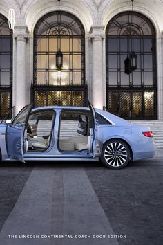 the lincoln continental coach door is shown in front of an ornate building