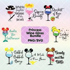 disney wine glass svg bundle