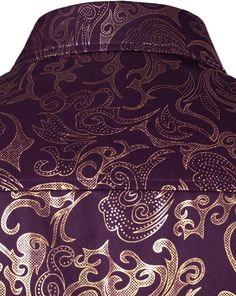 Elevate your style with our Men's Exclusive Paisley Slim Fit Long Sleeve Dress Shirt. Made for the modern man, this shirt boasts a slim fit design and intricate paisley pattern. Perfect for professional or formal occasions, it exudes confidence and sophistication. 100% Polyester/Dry Clean Only SIZE NECK CHEST WAIST SLEEVE S 14-14½″ 34-36″ 28-30″ 32-33″ M 15-15½″ 38-40″ 32-34″ 33-34″ L 16-16½″ 42-44″ 36-38″ 34-35″ XL 17-17½″ 46-48″ 40-42″ 35-36″ 2XL 18-18½″ 50-52″ 44-46″ 36-37″ 3XL 19-19½″ 54-56″ 48-50″ 37-38″ 4XL 20½-21″ 58-60″ 53-55″ 38″ 5XL 22-22½″ 62-64″ 58-60″ 38½″ Formal Patterned Shirt With Spread Collar, Formal Shirt With Pattern And Spread Collar, Elegant Patterned Shirt With Spread Collar, Elegant Formal Patterned Shirt, Elegant Patterned Formal Shirt, Fitted Purple Shirt For Formal Occasions, Classic Patterned Formal Shirt, Formal Collared Patterned Shirt, Elegant Purple Business Shirt