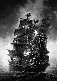 Old Ship Drawing, Drawing White On Black, Ghost Ship Art, Ship Tattoo Sleeves, Black Paper Drawing Ideas, Paper Drawing Ideas, Black Pearl Ship, Pirate Ship Art, Old Ship