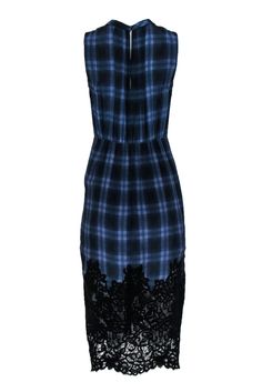 Go posh and ultra preppy with this silky frock from Rebecca Taylor! Made in a trendy midi silhouette with a pop of plaid and delicate lace hem, this tied creation is here to help you get dolled up for those crisp fall days. You're bound to be best dressed at Thanksgiving dinner when you pair this beauty with statement earrings and your best booties. Size 2 Shell: 100% Silk Trim: 100% Cotton Lining: 100% Polyester Clasped keyhole cutout Lined High neckline Sleeveless All-over plaid print Tie on f Summer Midi Dress With Lace Trim For Work, Knee-length Plaid Dress For Daywear, Sleeveless Fitted Plaid Dress For Daywear, Fitted Sleeveless Plaid Dress For Daywear, Plaid Sleeveless Midi Dress For Daywear, Spring Plaid Dress With Lace Trim, French Girl Chic, Taylor Made, Tie Front Dress