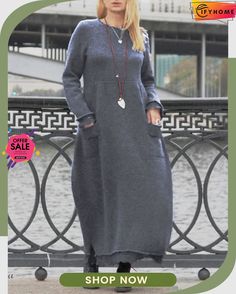 Plain Cotton Long Sleeve Dress Boho Styl, Long Sleeve Cotton Dress, Dress Sleeve Length, Two Piece Jumpsuit, Long Sleeve Dresses, Maxi Robes, Patchwork Dress, Sleeve Dresses, Fashion Pattern