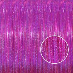 a purple background with lots of pink and white dots on the bottom, and a circle in