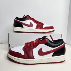 Air Jordan 1 Low Size 6 Women White/Gym Red-Black-Sail Sku: Dc0774-160 100% Authentic Brand New With Box (Box Has No Lid) Any Questions? Make Sure To Ask Price Firm Air Jordan 1 Low Red, Jordan 1 Low Red, Nike Waffle Racer, White Casual Sneakers, White Gym, Casual Athletic Shoes, White Casual Shoes, White Shoes Sneakers, Yellow Shoes