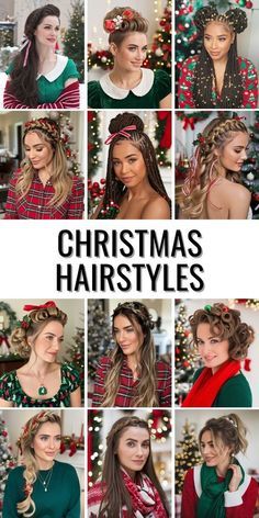 Festive Hairstyles Christmas, Ribbon Braids In Hair, Christmas Braids, Hairstyles For Christmas, Elegant Buns, Fun Braids, Festive Hairstyles, Holiday Party Hair, Christmas Party Hairstyles