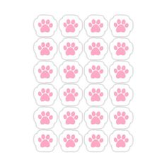 pink paw print stickers on white background