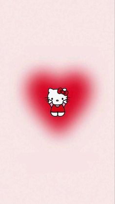 the hello kitty wallpaper is red and white with an image of a cat on it