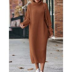 Season:Winter,Fall; Fabric:Acrylic; Sleeve Length:Long Sleeve; Look After Me:Machine wash; Gender:Women's; Style:Warm,Fashion,Casual; Elasticity:Micro-elastic; Occasion:Going out,Daily,Vacation,Outdoor; Fit Type:Loose Fit; Dresses Type:Jumper Dress,Winter Dress,Sweater Dress; Pattern:Plain; Neckline:Turtleneck; Front page:FF; Listing Date:11/20/2023; Production mode:External procurement; 2023 Trends:2023; Bust:; Length:; Sleeve:; Fit US Size:; Fit UK Size:; Fit EU Size:; Dress Length Type:Midi D Gorgeous Boots, Casual Turtleneck, Long Knitted Dress, Ribbed Sweater Dress, Long Sweater Dress, Winter Pullover, Valerian, Casual Stylish, Ribbed Knit Sweater