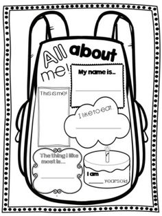 an all about me backpack with the words