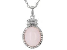 12x10mm Oval Cabochon Pink Opal Rhodium Over Sterling Silver Solitaire Pendant With 18"Singapore Chain. Measures Approximately 1.03"L x 0.50"W. 2.5mm bail. Lobster clasp with 2"extender. Silver Oval Cabochon Necklace For Anniversary, Elegant Oval Nickel Free Necklace, Elegant Oval Nickel-free Necklace, Oval White Gold Necklace With Lobster Clasp, Formal Pink Cabochon Necklace, Silver Oval Cabochon Necklace For Formal Occasions, Nickel-free Oval Pendant Necklace For Formal Occasions, Formal Nickel-free Necklace With Oval Pendant, Formal Nickel-free Oval Pendant Necklace