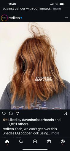 Redken Shades Copper Formulas, Redken Light Copper Hair Formulas, Shades Eq Ginger Formula, Copper Brown Formula Redken, Copper Hair Formula Redken, Copper Shades Eq Formula, Shades Eq Copper Formula, Multi Tonal Ginger Hair, Redken Seq Copper Formula