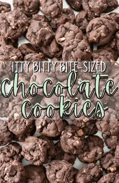 chocolate cookies with the words, it's bitty bite - sized chocolate cookies