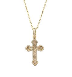 14K YELLOW GOLD 0.80 CARAT NATURAL DIAMOND CROSS NECKLACE -- 9.5 GRAM Cross Height : 42mmCross Width : 21mmDiamond Weight : 0.80 Carat Necklace Weight : 9.5gr ---- Nice and Heavy Weight 154 pc Stones : 1mm Each Stone --- G color SI clarity --- Nice White Color Sparkle Diamonds clarity Luxury Cross-shaped Diamond Cut Necklace, Luxury Cubic Zirconia Cross Jewelry, Luxury White Gold Cross Necklace, Luxury Cross-shaped Diamond Jewelry, Luxury Gold Necklace With Pave Setting, Fine Jewelry Cubic Zirconia Cross Pendant, Luxury Cubic Zirconia Pendant Necklace, Gold Jewelry With Vvs Clarity Cross Pendant, Luxury Diamond Cut Cross Jewelry