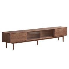 the sideboard is made out of wood and has two doors on one side, with drawers