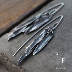 "Earrings is made of sterling silver 925  Measurements: Silver elements 1.1\" - 1.4\" / 28-37 mm Earrings total length: 2.64 inches / 6,7 cm Single earring's weight: 3.3 g (The weight and length may vary slightly depending on the earwire type) Thank you for visiting!" Artistic Hand Forged Sterling Silver Earrings, Handmade Nature-inspired Silver Earrings, Handmade Silver Nature-inspired Earrings, Unique Hand Forged Sterling Silver Earrings, Handmade Artistic Sterling Silver Earrings, Handmade Artistic Silver Earrings, Handmade Sterling Silver Nature-inspired Earrings, Artistic Earrings, Silver Leaf Earrings