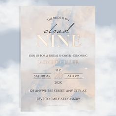 an elegant bridal shower party with clouds and stars in the sky, on a cloud background