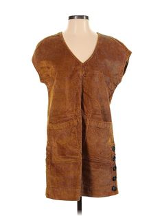 Madewell Casual Dress Size: 2X-Small Brown Dresses - used. 98% COTTON, 2% ELASTANE, V Neck, Short, Short Sleeve | Madewell Casual Dress: Brown Dresses - Used - Size 2X-Small Brown Cotton V-neck Mini Dress, Brown Casual Dress, Brown Dresses, Brown Dress, Casual Dresses For Women, Shift Dress, Madewell, Casual Dress, Casual Dresses