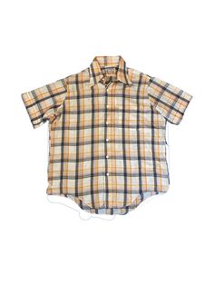 Vintage Chunky Check Shirt Condition: Very good small stains on inner collar -  Size: L Collar to hem: 80cm Pit to cuff: cm Pit to pit: 59cm Weight(gm): 120 Retro Cotton Collared Flannel Shirt, Yellow Flannel Shirt, Vintage Plaid Cotton Shirt, Yellow Flannel, Dark Denim Jacket, 90s Yellow Cotton T-shirt, Orange Yellow, White Plaid, Mens Oxfords