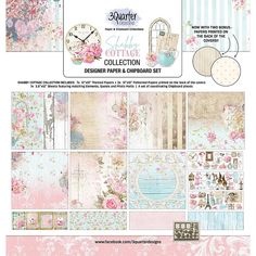 the paper shop collection is designed with pink and blue flowers