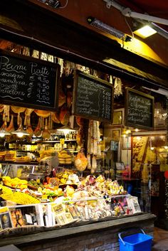 a store front filled with lots of food