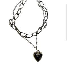 "Very lightweight In excellent condition Silver coloured alloy Medium size chain 17-22\" Great for punk, emo, goth & indie look" Monster High Necklace, Emo Necklace, Emo Jewelry, Bubble Heart, Emo Accessories, Emo 2000s, Emma Myers, Grunge Jewelry, Punk Emo