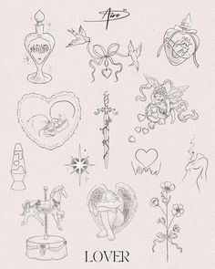 an image of tattoos on paper with the words love