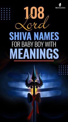 the cover of 108 lord shiva names for baby boy with meaningss, including an arrow