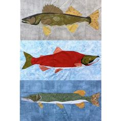 three fish are depicted in this quilt pattern