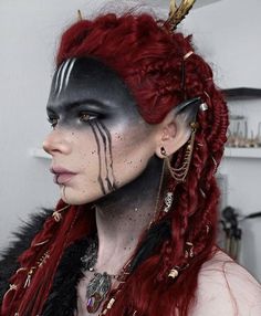 Pagan Makeup, Fae Aesthetic, Viking Warrior Woman, Medieval Festival, Viking Dress, Special Makeup, Face Paint Makeup