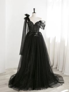 Sexy Black One Shoulder Tulle Sweetheart Sequins Party Dress, Black Ev – BeautyDressy Prom Dress Black, Black Evening Gown, Black Dress Formal, Sequin Party Dress, فستان سهرة, Black Tulle, Black Evening Dresses, Black Prom Dresses, Party Dress Long