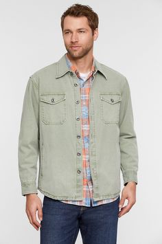 Put this classic shirt jacket to work. Rugged and reliable, the Continental Ridge is made from 100% cotton canvas that's been enzyme washed and hand brushed for an attractive rough-and-tumble look. Great for layering, this button-front boasts large interior drop pockets, unique notch-bottom flap chest pockets, and roomy welt pockets for stashing away gadgets or warming your paws. Tonal topstitching and four-hole gunmetal buttons finish this sturdy style that's ready for tough jobs or serious adv Fur Accessories, The Continental, Sheepskin Coat, Rugged Look, Classic Shirt, Leather Coat, Jacket Style, Welt Pockets, Welt Pocket