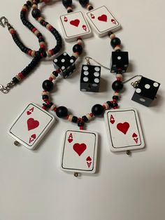 A cute vintage ace of hearts and black dice. Would be great for bachelorette party in Vegas or cruise, fun pop art piece. The necklace measures 26 inches, in good vintage condition. Please look at the pictures carefully as I don't accept returns. Thank you for coming to my store Ace Jewelry, Playing Card Jewelry, Playing Card Themed Clothes, Ace Of Hearts Necklace, Necklaces On Playing Cards, Ace Of Spades Jewelry, Vegas Bachelorette Party, Vegas Bachelorette, Ace Of Hearts