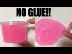 someone is holding a cup with pink liquid in it and the words no glue on