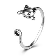 PRICES MAY VARY. ADJUSTABLE STERLING SILVER RINGS: the size of this sterling silver adjustable ring can be adjusted slightly from 6 to 9, then better to easily to expand or shrink to fit your finger. HIGH QUALITY MATERIAL: these lovely cat rings made of high quality 925 sterling silver, which is nickel-free, lead-free, cadmium-free and hypoallergenic. CAT OPEN RING STYLE: these cute cat paw print ring could bring you a warm feeling, wearing this cute cat rings on your finger, you will feel your Cat Rings, Silver Cat Ring, Ring Cat, Paw Print Ring, Paw Ring, Cat Paw Print, Sterling Silver Cat, Lovely Cat, Cat Ring